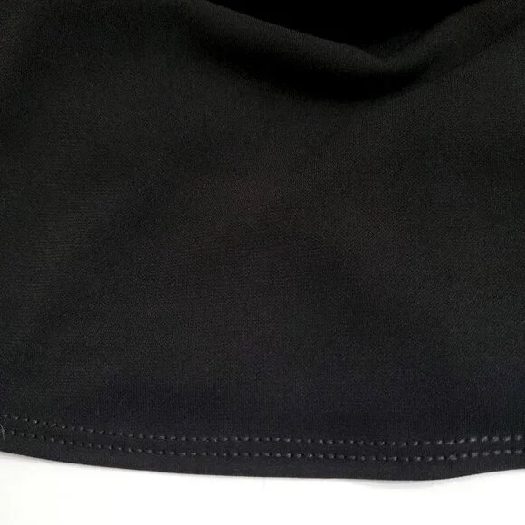 BCBGMaxAzria Black Faux Wrap Midi Dress M 3/4 Sleeve Tie Ruched Minimalist - Picture 10 of 12